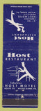 Matchbook Cover - Host Restaurant Motel Wilkes Barre PA WEAR
