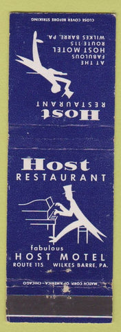 Matchbook Cover - Host Restaurant Motel Wilkes Barre PA WEAR