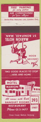 Matchbook Cover - Hotel Marion ST Boniface MB Caravan Room