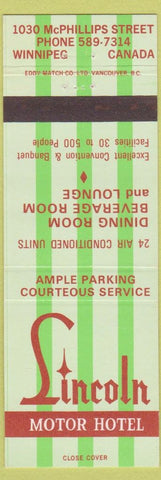 Matchbook Cover - Lincoln Motor Hotel Winnipeg MB