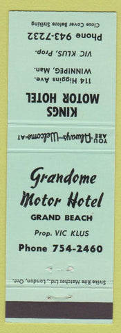 Matchbook Cover - Kings Motor Hotel Winnipeg MB