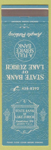 Matchbook Cover - State Bank of Lake Zurich IL blue