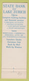 Matchbook Cover - State Bank of Lake Zurich IL blue