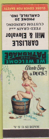 Matchbook Cover - Carlisle Mill Elevator IN low phone pinup SAMPLE WORN BACK