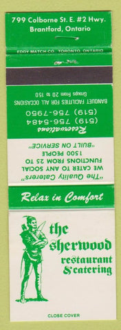 Matchbook Cover - Sherwood Restaurant Catering Brantford ON Robin Hood