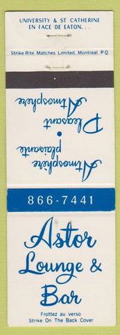 Matchbook Cover - Astor Lounge Bar Montreal QC