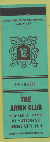 Matchbook Cover - Arion Club Jersey City NJ