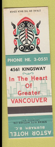 Matchbook Cover - Astor Hotel Burnaby BC WEAR