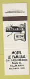 Matchbook Cover - Motel Le Familial Val David QC