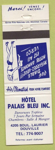 Matchbook Cover - Hotel Palais Bleu Douville QC girlie