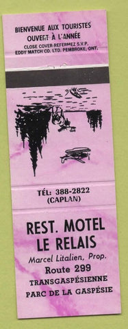 Matchbook Cover - Rest Motel Le Relais Parc De LA Gaspesie QC