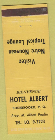 Matchbook Cover - Hotel Albert Sherbrooke QC Tropical Lounge