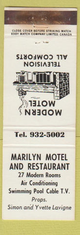 Matchbook Cover - Marilyn Motel Restaurant WEAR
