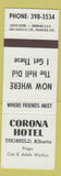Matchbook Cover - Corona Hotel Thorhild AB