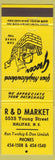 Matchbook Cover - R and D Market Halifax NS yellow