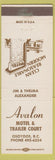 Matchbook Cover - Avalon Motel Osoyoos BC