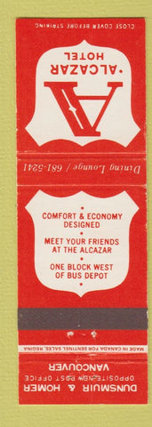 Matchbook Cover - Alcazar Hotel Vancouver BC