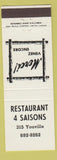 Matchbook Cover - Restaurant 4 Saisons Montreal QC