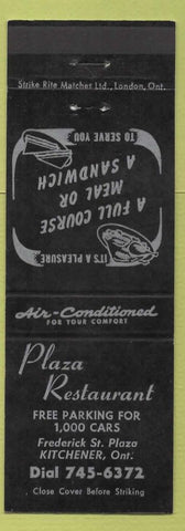 Matchbook Cover - Plaza Restaurant Kitchener ON