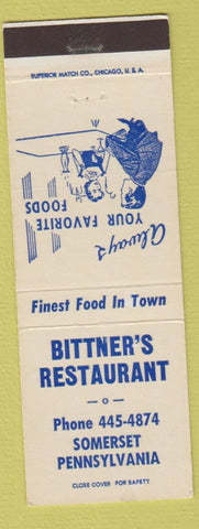 Matchbook Cover - Bittner's Restaurant Somerset PA