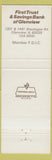 Matchbook Cover - First Bank 25 Years Glenview IL