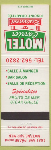 Matchbook Cover - Motel Carrier Restaurant Matane Sur Mer QC