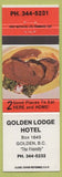 Matchbook Cover - Golden Lodge Hotel Golden BC Steak