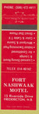 Matchbook Cover - Fort Nashwaak Motel Fredericton NB