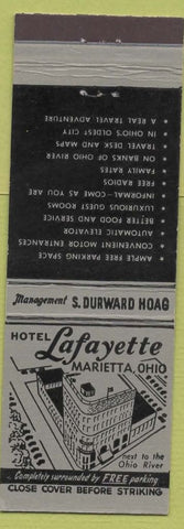 Matchbook Cover - Hotel Lafayette Marietta OH grey black