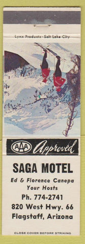 Matchbook Cover - Saga Motel Flagstaff AZ Route 66