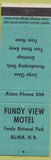 Matchbook Cover - Fundy View Motel Alma NB