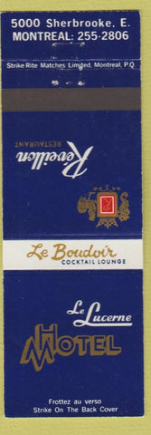 Matchbook Cover - Le Lucernce Motel Hotel Reveillon Restaurant Montreal QC WEAR