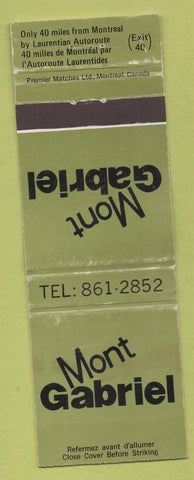 Matchbook Cover - Mont Gabriel Club Piedmont QC green WEAR