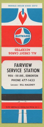 Matchbook Cover - Fairview Royalite oil gas Edmonton AB