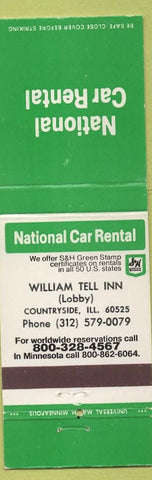 Matchbook Cover - National Car Rental William Tell Inn Countryside IL
