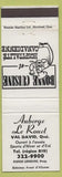 Matchbook Cover - Auberge Le Rouet Val David QC