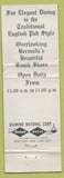 Matchbook Cover - The Henry VIII Southampton Bermuda WORN