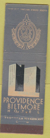 Matchbook Cover - Providence Biltmore Hotel RI blue CREASED WORN #3