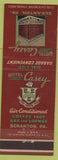 Matchbook Cover - Hotel Casey Scranton PA