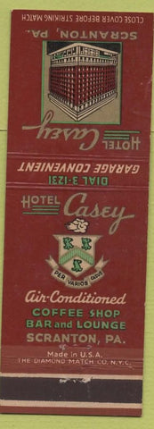 Matchbook Cover - Hotel Casey Scranton PA