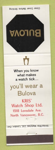 Matchbook Cover - Bulova Watches Kris North Vancouver BC