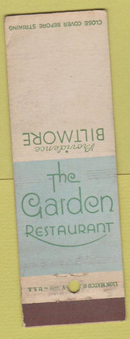 Matchbook Cover - Providence Biltmore Hotel RI Garden Restaurant BLANK deco