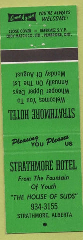 Matchbook Cover - Strathmore Hotel AB green