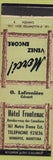 Matchbook Cover - Hotel Frontenac Winnipeg MB