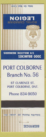Matchbook Cover - Royal Canadian Legion Port Colborne #56