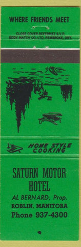 Matchbook Cover - Saturn Motor Hotel Roblin MB green