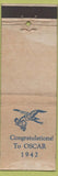 Matchbook Cover - 1942 Oscar Baby Born Custom WEAR Universal Match stork
