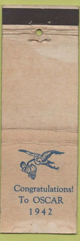 Matchbook Cover - 1942 Oscar Baby Born Custom WEAR Universal Match stork