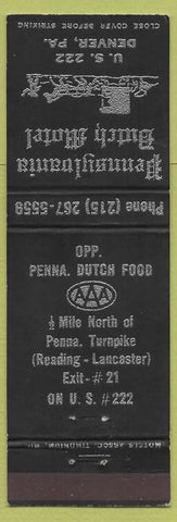 Matchbook Cover - Pennsylvania Dutch Motel Denver PA