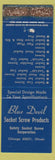 Matchbook Cover - Blue Devil Socket Screws Chicago IL WORN